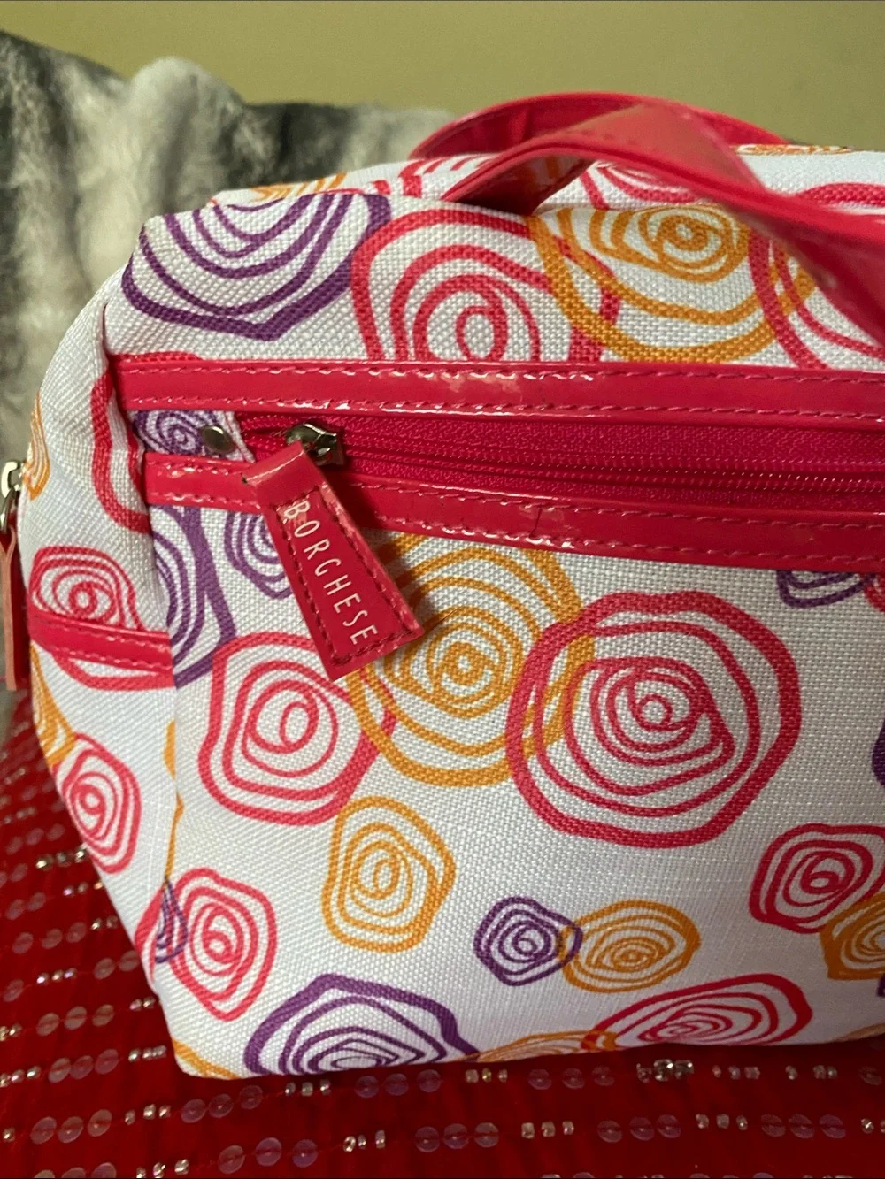 Borghese Colorful Zippered Logo Cosmetic Large Bag